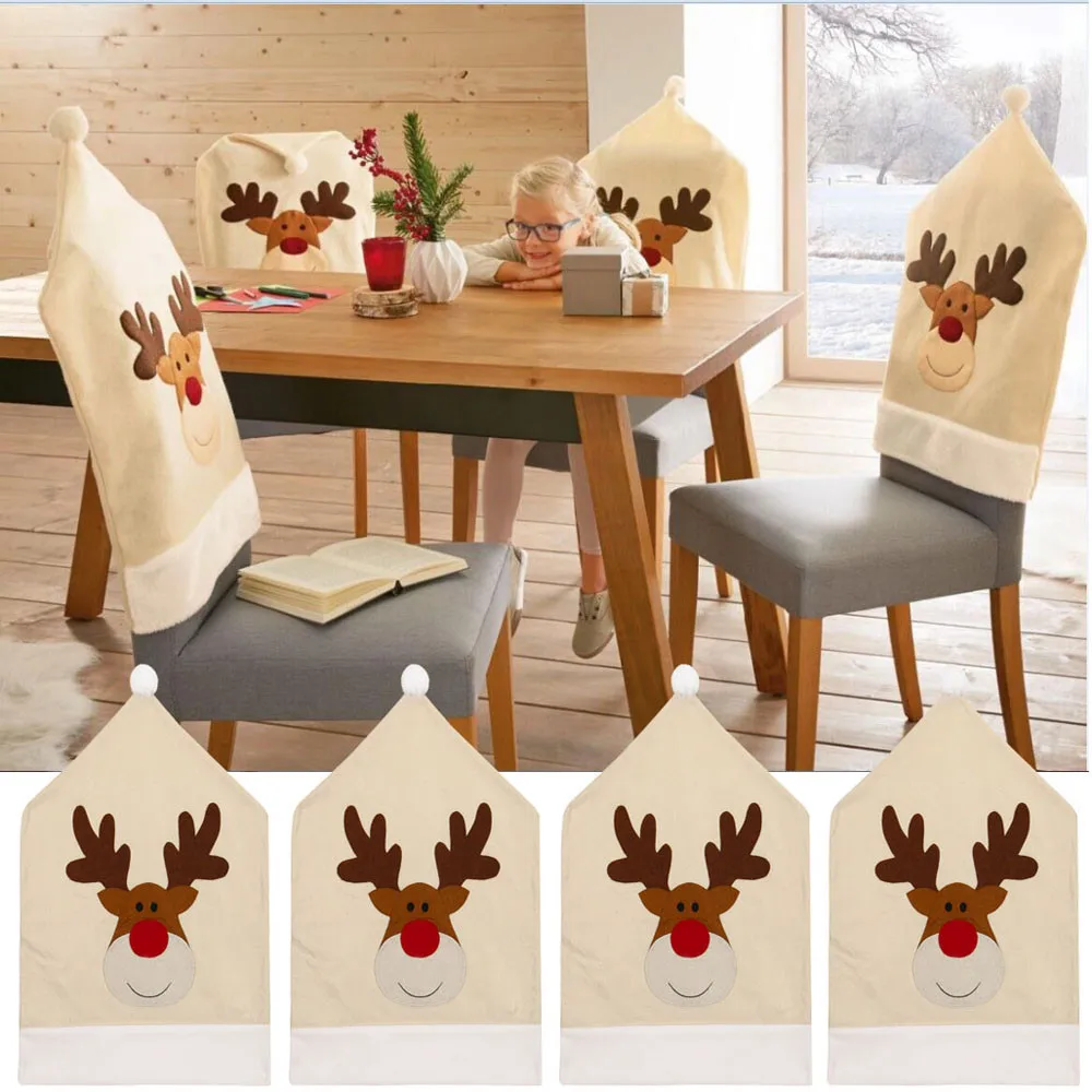 Christmas Hat Chair Covers Xmas Table Dinner Chair Back Covers Xmas Party Dec NV