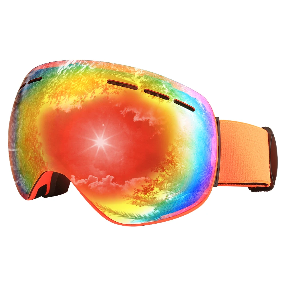 Orangeframered lens Магнитные лыжные очки от бренда Jiepolly, профессиональные лыжные очки для сноуборда, лыжные очки, лыжные очки, лыжная маска, противотуманные двойные линзы - Цвет: Orangeframered lens