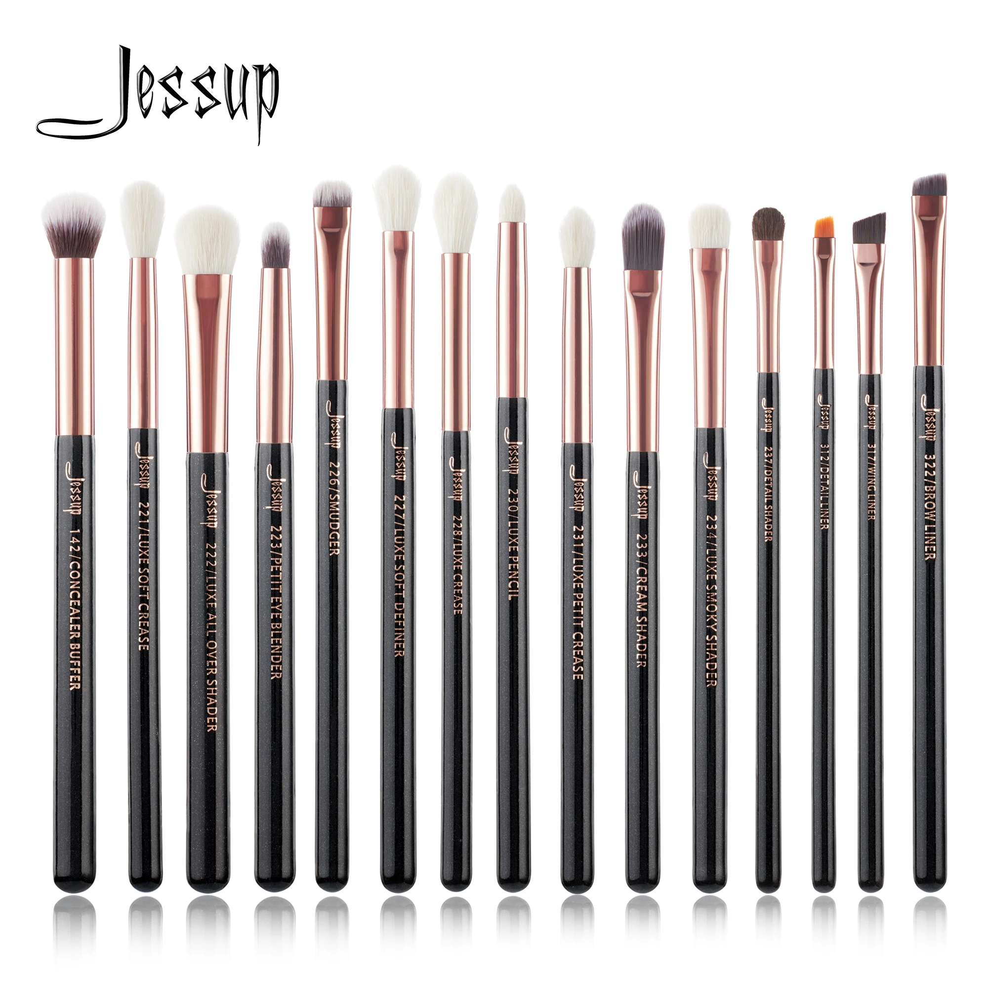 Jessup Rose Gold/black Professional Makeup Brushes Set Make Up Brush Tools Kit Eye Liner Shader