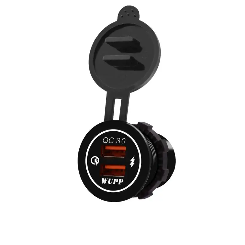 Водонепроницаемый двойной QC 3,0 USB быстрое зарядное устройство розетка со светодиодной подсветкой для автомобиля лодка морской RV мотоцикл мобильный телефон