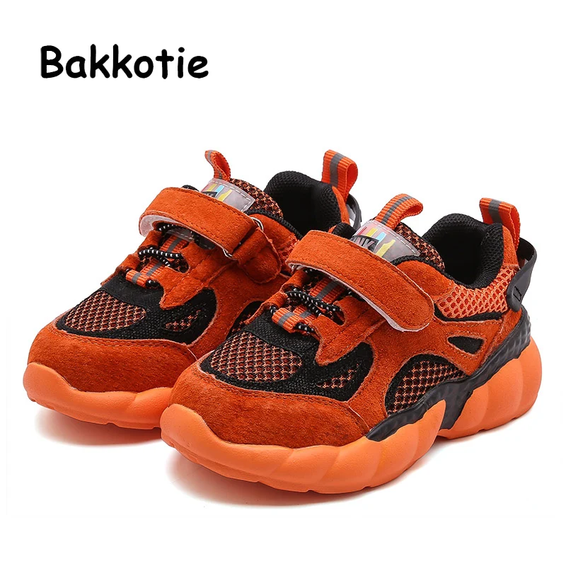Bakkotie/2019; мягкая спортивная обувь для мальчиков и девочек; сезон осень; модные черные дышащие кроссовки; Новая повседневная детская обувь
