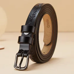 Cnoles Brown Women Belt for Jeans Buckle Ladies Dress Waist Belt Brown Black Leather Female Belt Strap