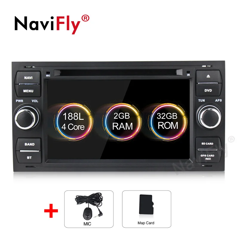 Navifly Android 9,1 четырехъядерный 32G rom Автомобильный мультимедийный плеер для Ford Focus Kuga Transit серебристый с бесплатной доставкой 4G wifi RDS BT - Цвет: Standard model