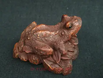 

YIZHU CULTUER ART Collecting Old China Boxwood Wood Carving Frog Paperweight pen rack Decoration