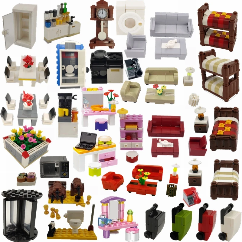 Toys Accessories Furniture Sofa Building-Blocks Washing-Machine Citys Locking-City MOC