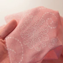 Оранжевая, розовая, белая Цветочная хлопковая ткань