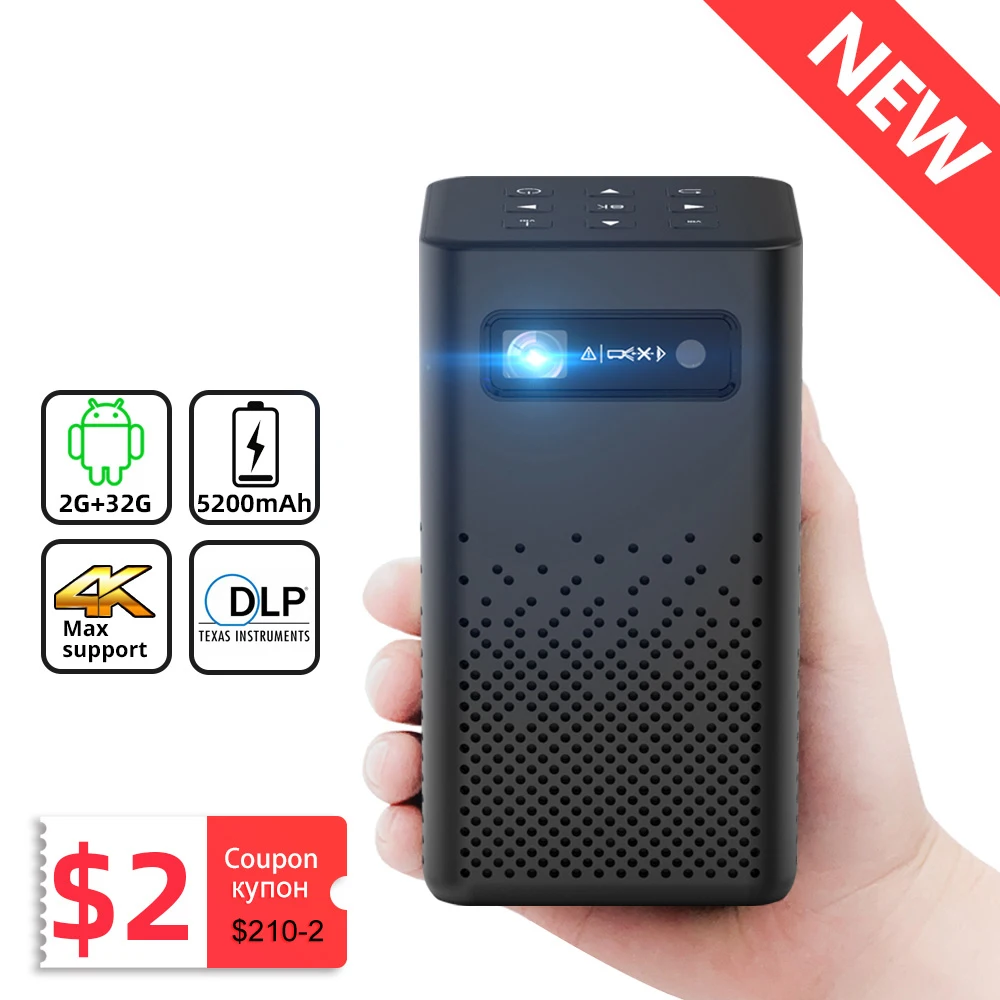 Портативный мини-проектор P20 Pico Smart Android Wifi безэкранный LED DLP-проектор для дома и
