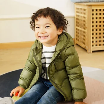 

HIPAC Boy Girl Casual Coat Cold Winter Warm Hooded Snowsuit 90% White Duck Down Kids Cotton-Padded Clothes Baby Light Jacket