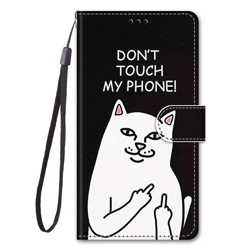 Phone Cases For Samsung Galaxy A6 A7 A8 A9 2018 A5 2017 A71 A72 5G Case Flip Leather Book Wallet Cover Cute Anime Flower Cat Bag silicone case samsung Cases For Samsung