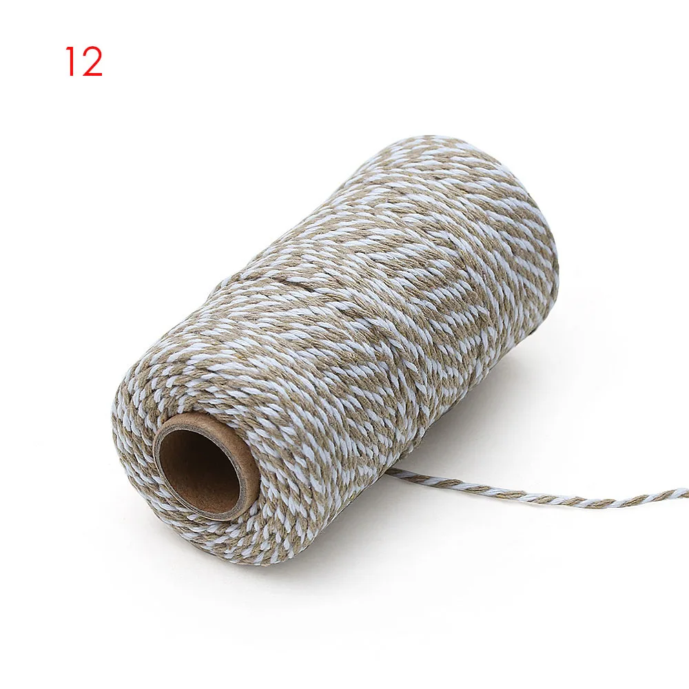 12 100 м/рулон 2ply Bakers Шпагат Веревка хлопок шнуры веревка для домашнего декора Рождественский подарок ручной работы упаковка ремесло DIY упаковка подарок Горячая - Цвет: 12
