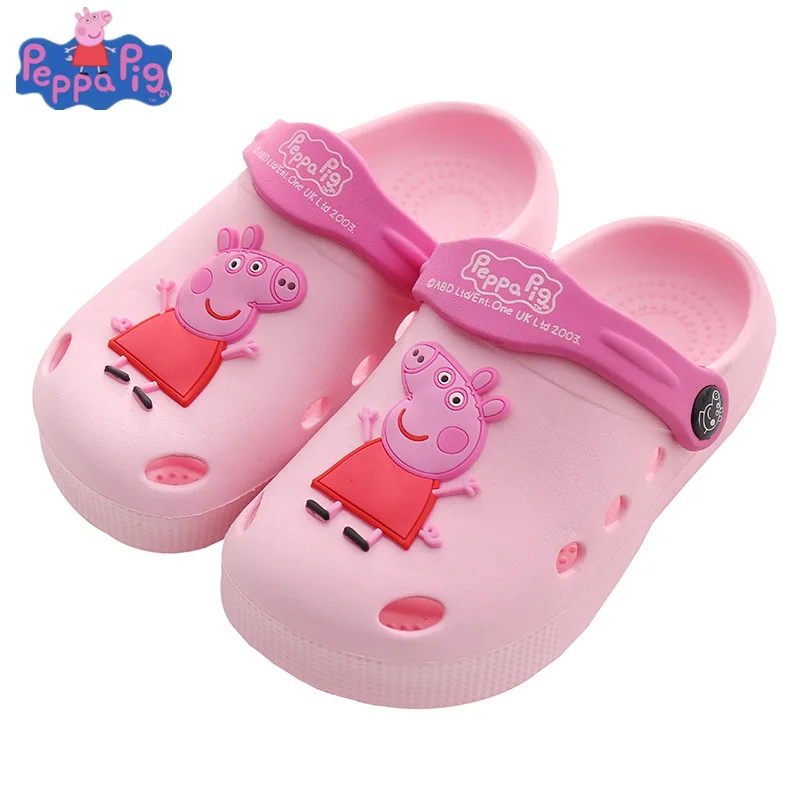 Новые оригинальные PEPPA PIG Детская Дачная обувь летнее платье для маленьких девочек с рисунком героев из мультфильма, детские Нескользящие Пеппа свинка Джордж» тапочки игрушки - Цвет: Розовый