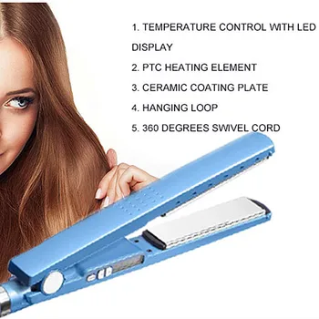 

2 in 1 iron women hair straightener professional power max alisador crimper hair curler plate titanium flat iron