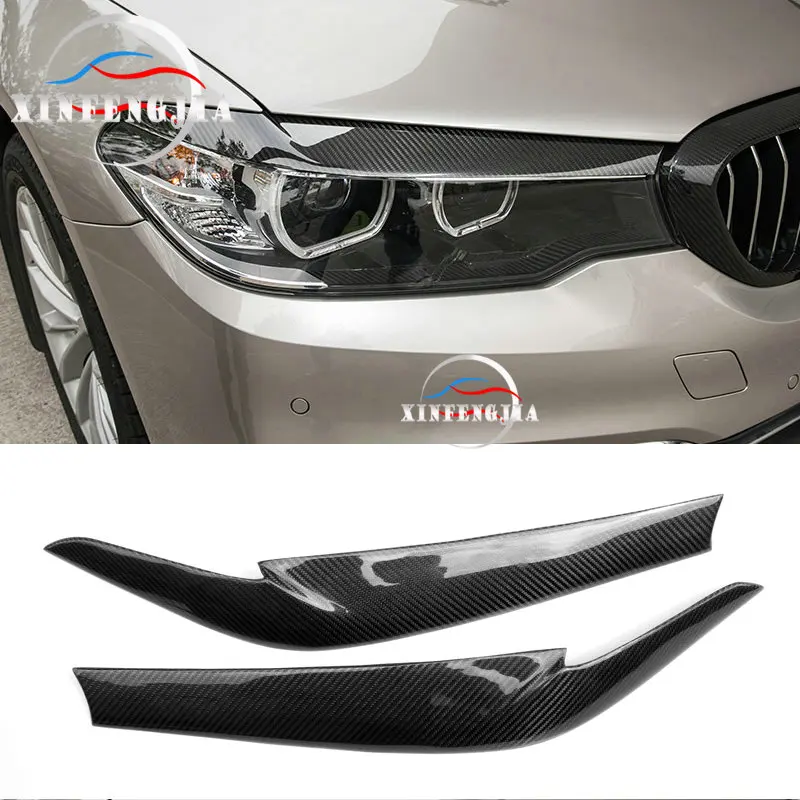 Для BMW 5 серии G30 17-19 2x100% углеродное волокно фары для бровей крышка отделка