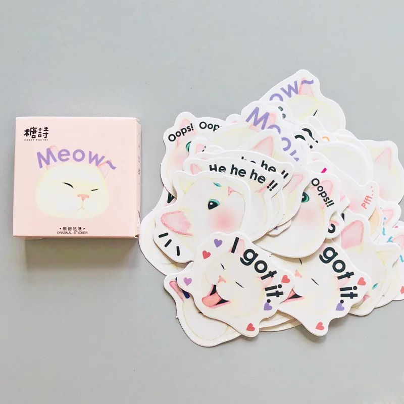 45 шт./кор. с принтом «большие глаза» принцесса проект "Кошка" наклейки декоративные Сделай Сам герметизирующая паста ярлыком
