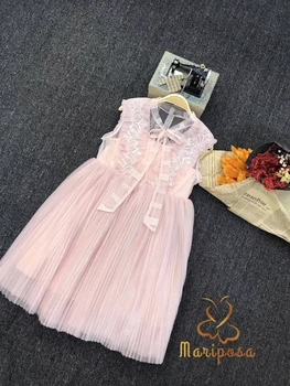 

6510 Lace Sleeveless Embroidery Princess Baby Girl Dress 2020 Summer Party Wedding Kid Dress For Girl Wholesale Child Clothes