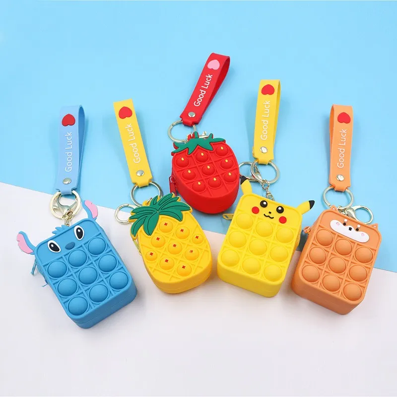 New Popit Mini Money Wallet Fingertip Toys Push Bubble Popite Pendant Bag Hot Sale Adult Decompression Toys Children Anti-Stress