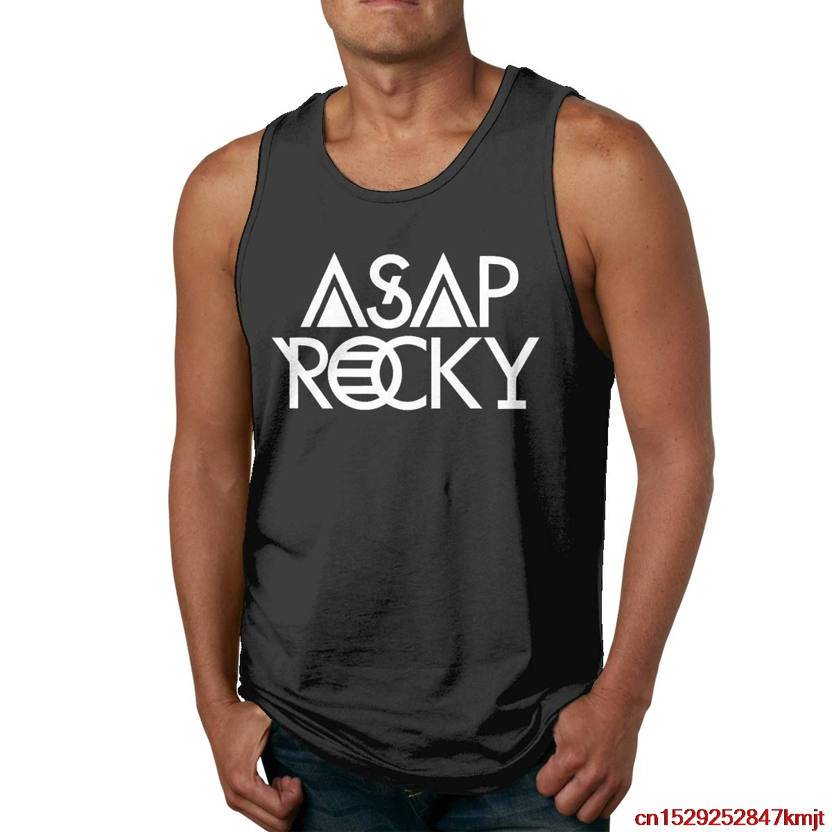 FGHFG ASAP Rocky Logo Мужские Классические Майки черные| |