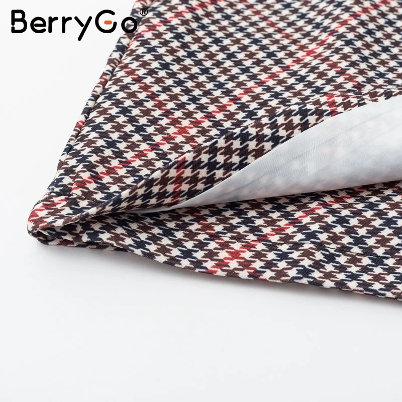 BerryGo элегантная трапециевидная клетчатая Высокая талия Женская мини-юбка модные вечерние женские юбки осень зима Высокая уличная короткая женская юбка