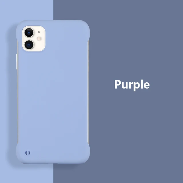 Slim Hard PC Frameless Phone Case For iPhone 13 12 11 Pro Max Mini XR XS X 6 6S 7 8 Plus SE 2 Shockproof Matte Solid Color Cover Purple