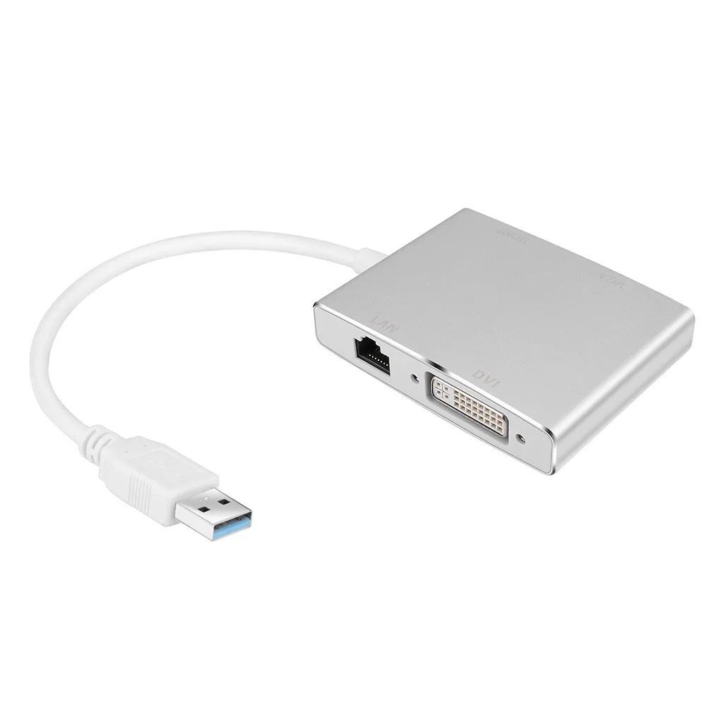 USB 3,0-DVI VGA HDMI HD LAN Ethernet RJ45 гигабит 4 в 1 конвертер адаптер для портативного компьютера ноутбука Тип C концентратор# E30