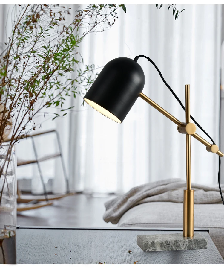 Nordic Marble Table Lamp Adjustable Led Desk Light For Bedroom Office Study decoracao para casa deco mariage
