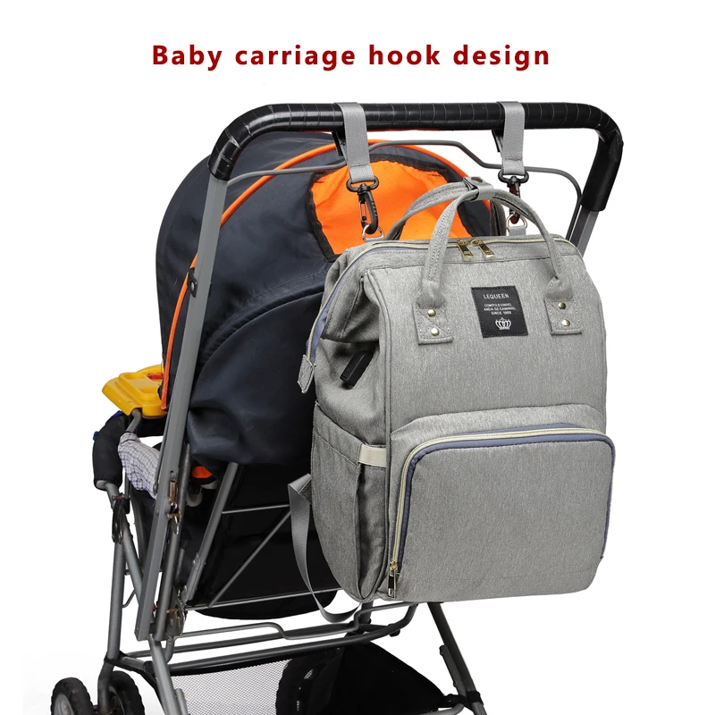 Lequeen Baby Bag With USB Interface Mummy Maternity bag Large Capacity Diaper Travel Backpack Waterproof Nursing Nappy Bag