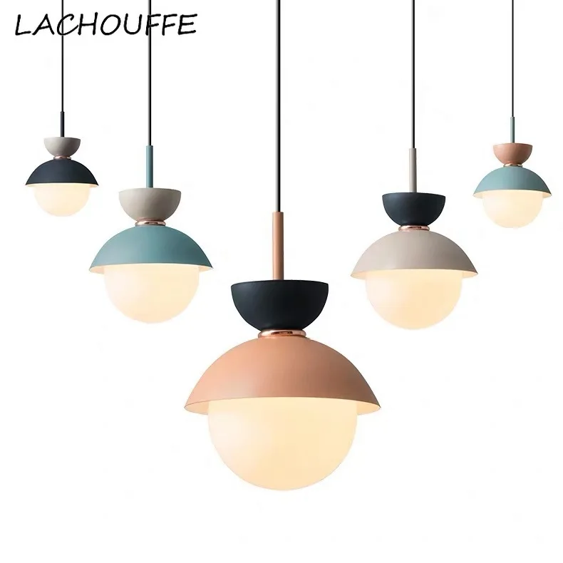 

Modern Macaron Iron Led Hanging Lamp Nordic Simple Pendant Light Fixtures for Bedroom Bar Corridor Lights Luminaire Suspension