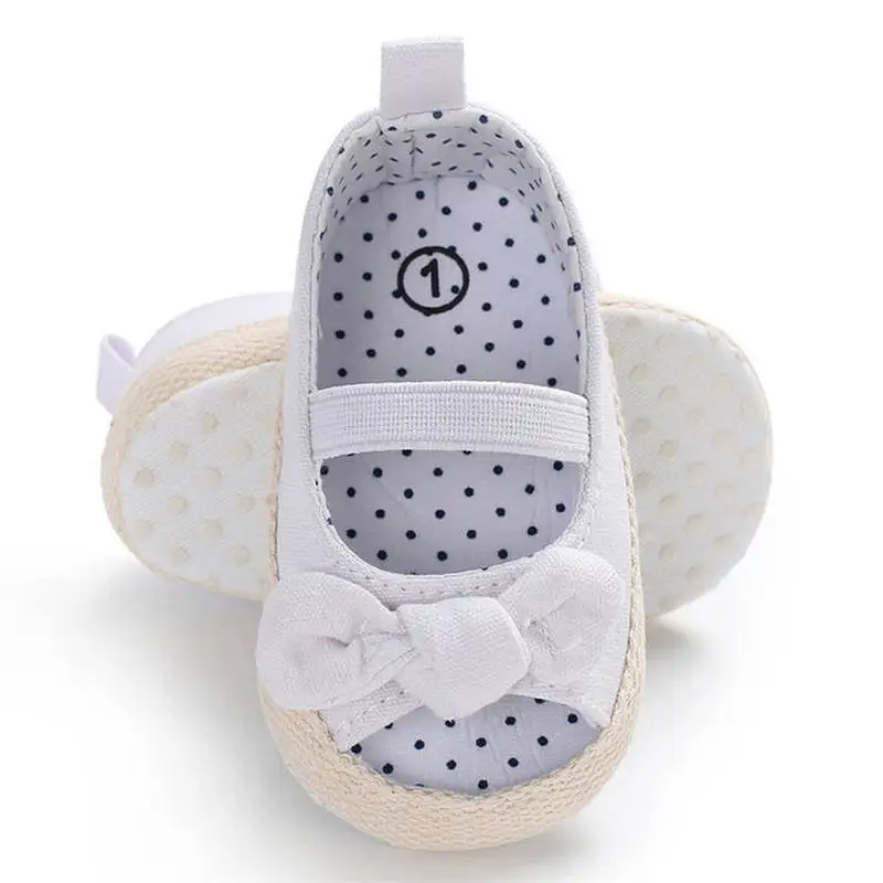 Baby Girl Shoes Infant Crib Shoes Cute Princess Bowknot Polka Dot Inside Soft Sole Peep-toe Newborn Toddler Girl Moccasins Shoes