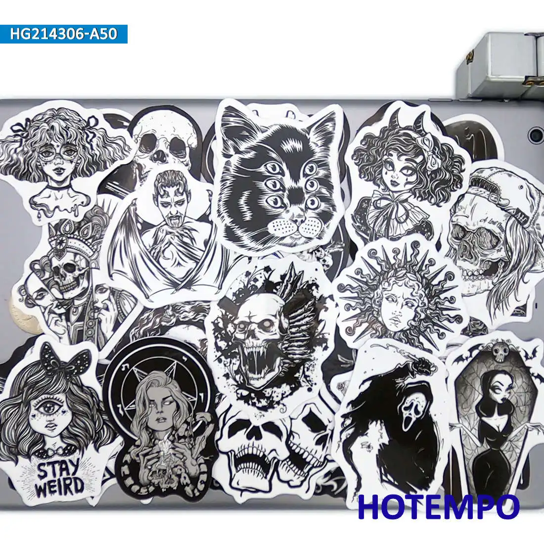Decorative Stickers Gothic Stickers 50PCS Gothic Art Stickers Demon Skull Witch Totem Magic Funny Decals for Phone Laptop Luggage Guitar Bike Motorcycle Car