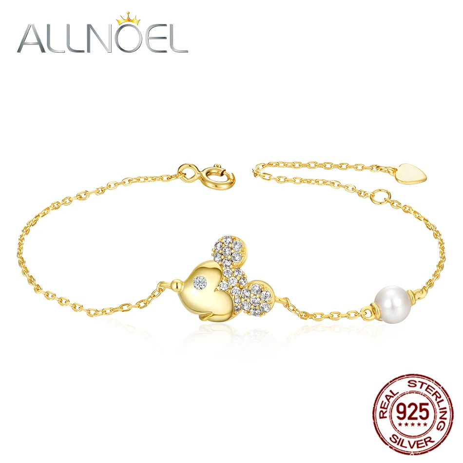 

ALLNOEL 925 Sterling Silver Bracelet Natural Freshwater Pearl 5A White Zircon Gemstone Diamond Bracelet For Women Fine Jewelry