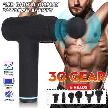

6 Heads Massage Guns 30 Gears Therapy Muscle Massager LED Digital Display ABS Relax Body Vibration Massager 2550mAh Battery