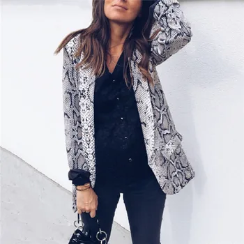 

Fashion Women Snake Print OL Blazer Coats Elegant Long Sleeve Slim Formal Suits Ladies Jacket Autumn Winter Tops Streetwear