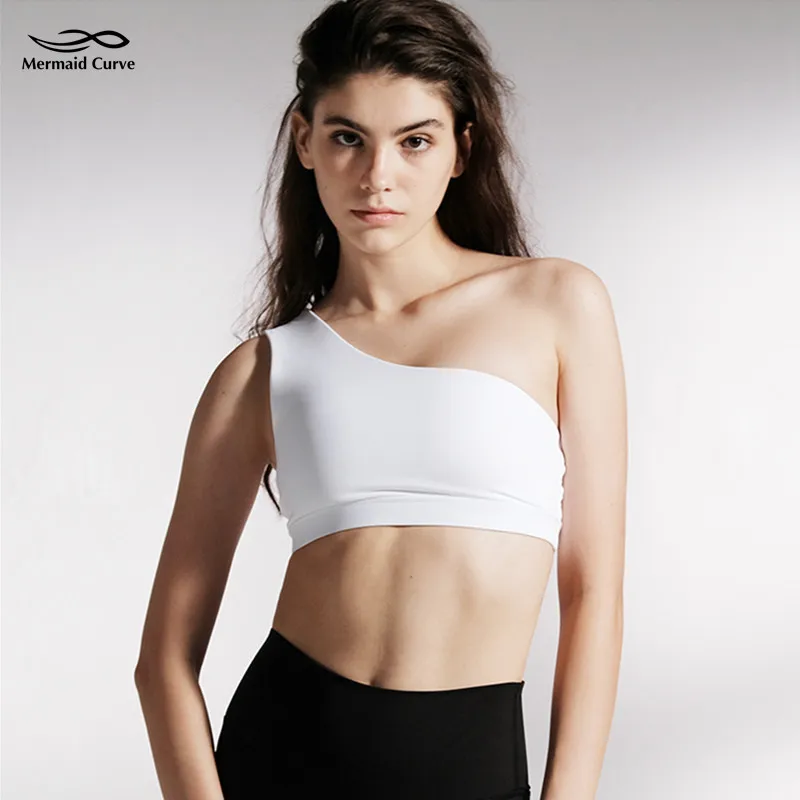 

Anti-friction Sports Bra High Impact Yoga Running Pad Cropped Tops Single Shoulder Strap Fitness Bras Push Up Bra Pilates Women