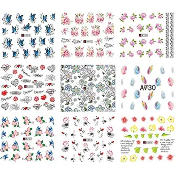

50pcs / Set Decal Water Transfer Manicure Nail Art Stickers DIY Tips Decoration