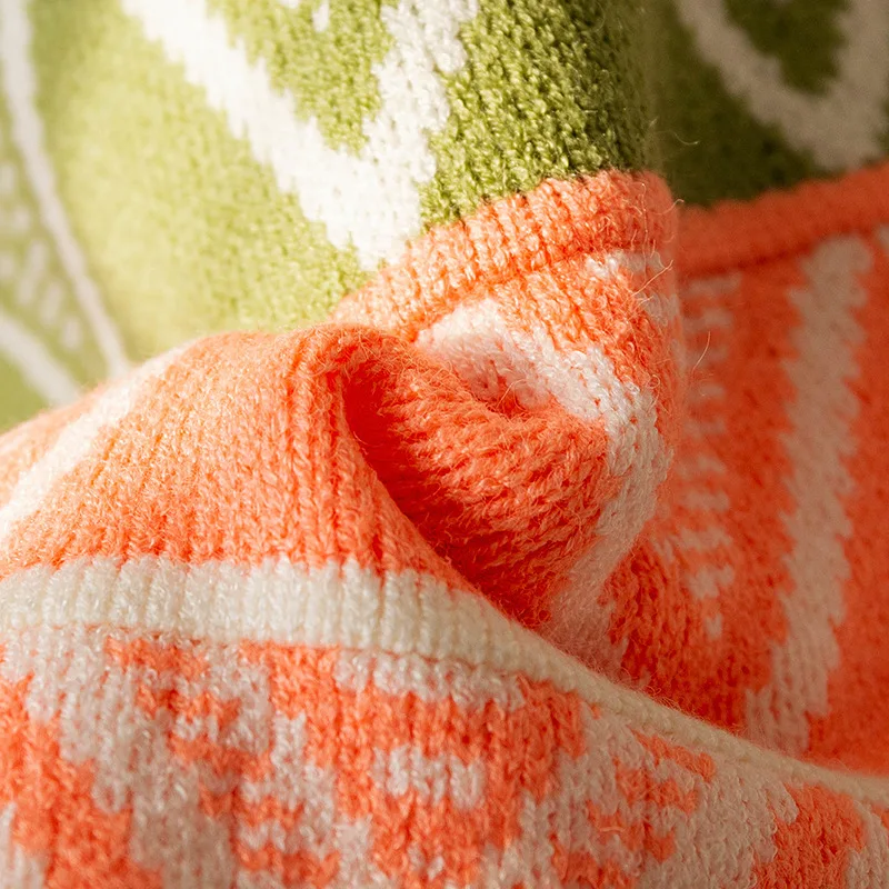 Свитер размера плюс, женские осенние зимние свободные разноцветные вязаные свитера с геометрическим рисунком, Gebreide Trui Dames