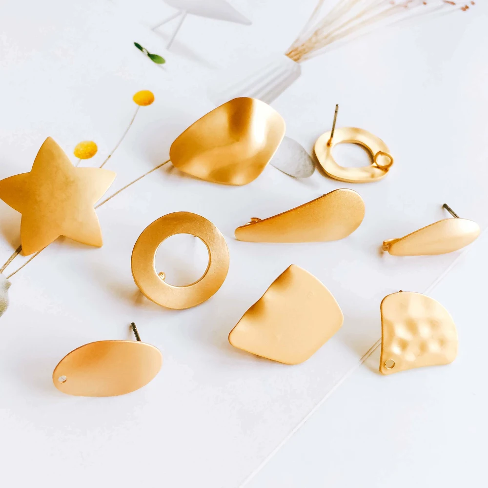 

Gold Color Plated Stud Earring Diy Material Pendant Necklace Eardrop Accessories Charms Jewelry Component 6pcs