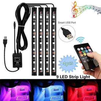 

SXZM SMD5050 36LEDS Remote control RGB Atmosphere LED Strip Light/ Remote voice control/ DC12V 6W Car Interior Floor luces LED
