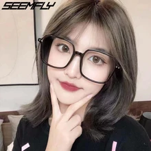 Seemfly большой квадратный анти-синий светильник оправа для очков женские ретро черные прозрачные большие очки мужские компьютерные прозрачные очки