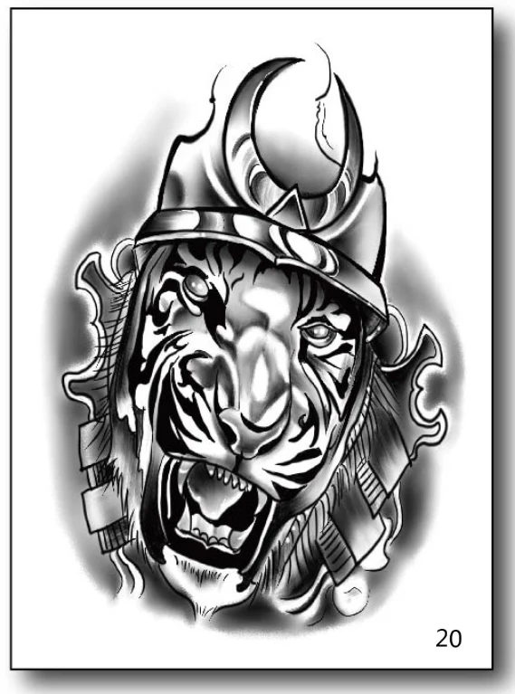 Временные Татуировки Мужчины ужас Король тигр временная татуировка мальчик водонепроницаемый ручной тату Роза рот робот Татуировка водная переводная наклейка - Цвет: QSHR20