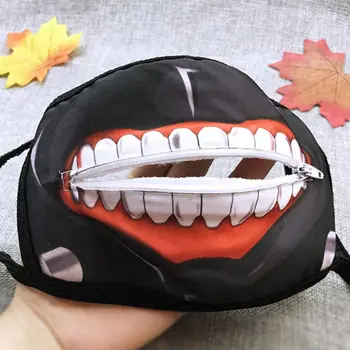 

Unisex Anime Anti Dust Mouth Mask Cartoon Zipper Teeth Print Cosplay Respirator