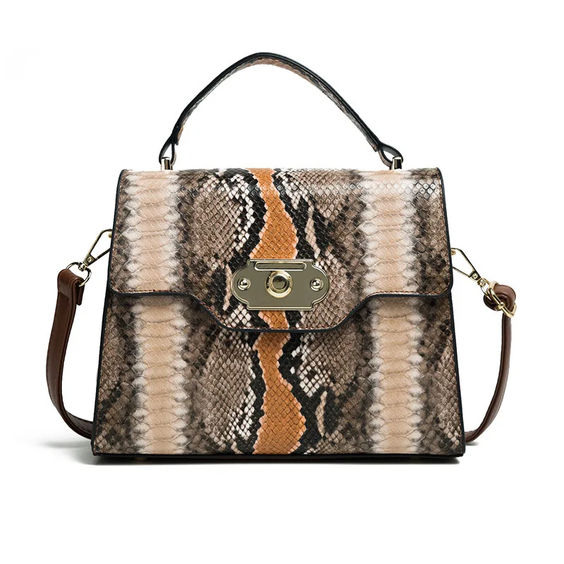 DIINOVIVO, Ретро стиль, Змеиный узор, сумки через плечо для женщин, квадратная сумка, замок, дизайн, женские сумки, сумка на плечо, женская, WHDV1263 - Цвет: Коричневый