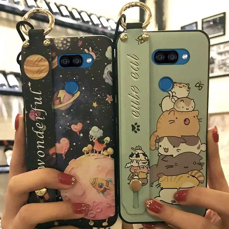 

Shockproof Phone Case For LG K40S Wristband Lanyard Silicone Anti-dust Phone Holder Waterproof Dirt-resistant Back Cover TPU