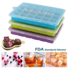 3 Colors 24 Grid Silicone Mold Ice Cube Tray with Lid for Ice Cube Maker Eco-Friendly Small Fruits Mould for Wine Bar Drinking