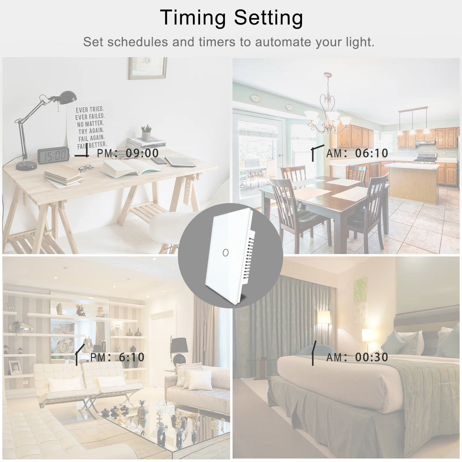 Smart Wifi Touch Switch No Neutral Wire Required Smart Home RF433 Tuya App Wireless Remote Light Switch US170-240V Support Alexa