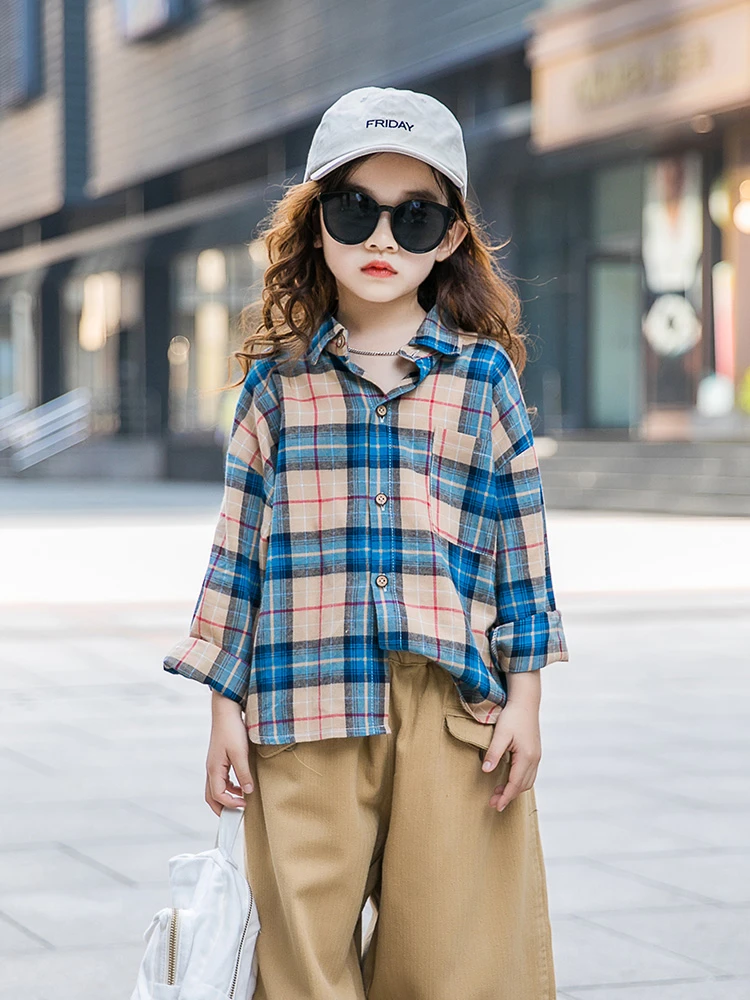 2019 blusa para niña Bebé/blusas de otoño camisa de manga larga para niñas a cuadros camisas escolares para adolescentes 6 7 8 9 10 Bluzki Dla Dziewczynki|Blusas y camisas| - AliExpress