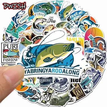 

DWISH 10/30/50 PCS Cartoon Fisherman Fishing Stickers Waterproof Skateboard Guitar Luggage Motorcycle Graffiti Sticker Kids Toys