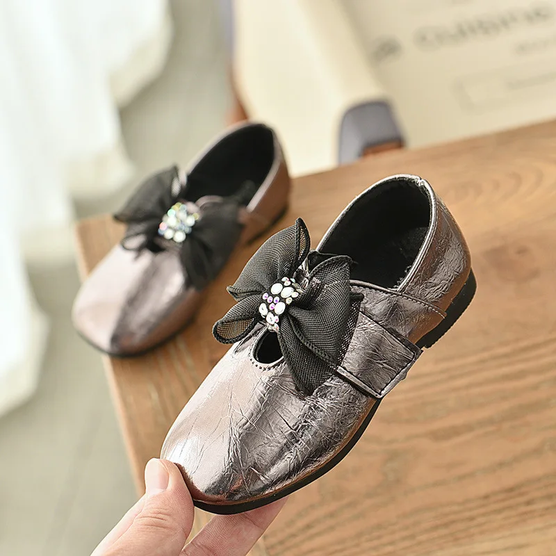 

Girls Leather Shoes 2019 New Autumn Children's Princess Shoes Hot Sale Bowtie Soft Bottom Little Kids Single Flats B91