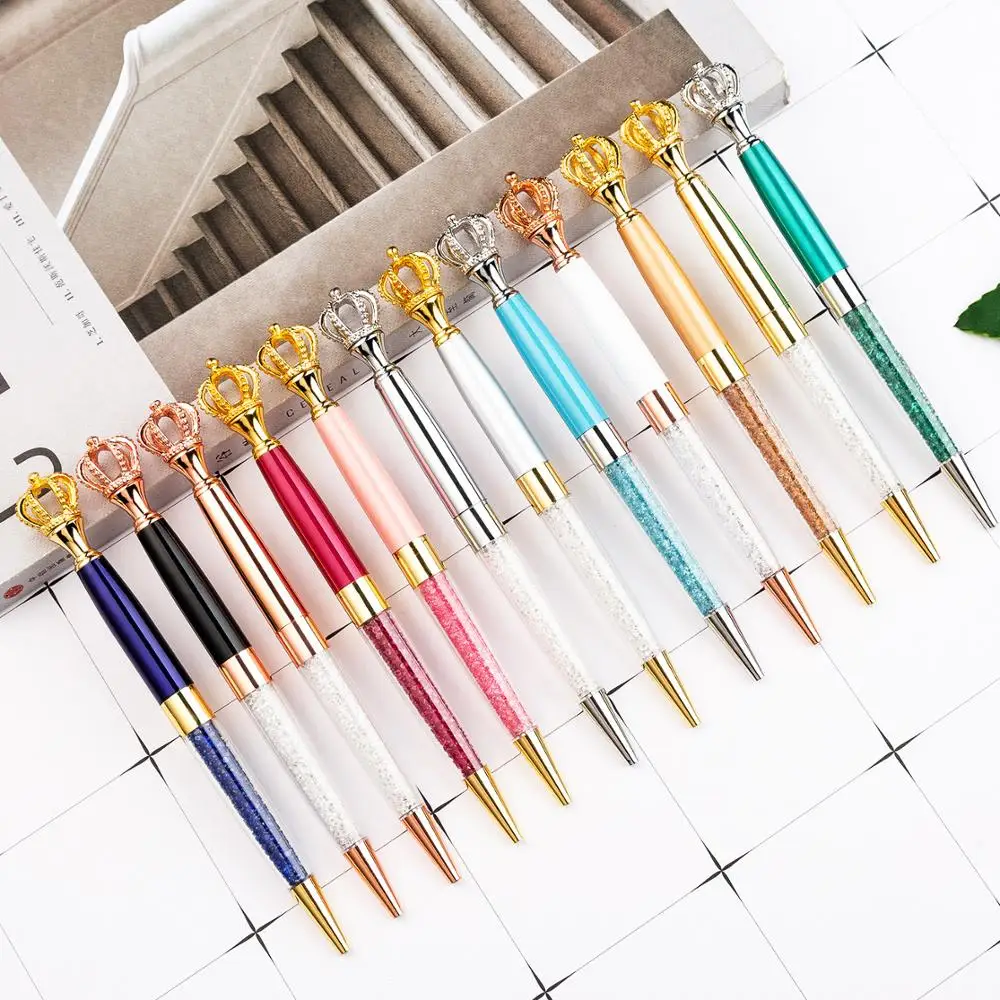 100PCS/LOT Funky Design Queen's Scepter Crown Style Metal Crown Metal Ballpoint Pen With Big Crystal Diamond DHL free shipping 20pcs lot funky design queen s scepter crown style metal crown metal ballpoint pen with big crystal diamond dhl free shipping