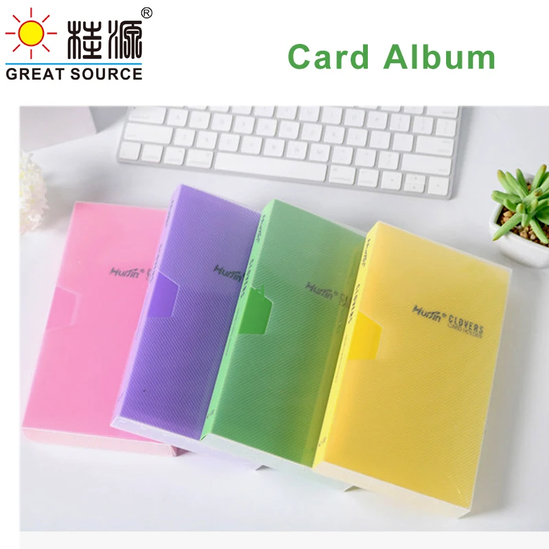 Makeasy ID Card Album Member Card Book 120 Pockets Name Organizer Pockets PP Leaf Candy Color Cover Book For Business