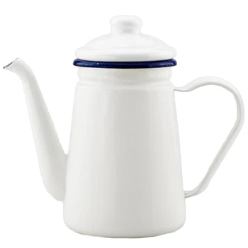

1.1L Enamel Coffee Pot Hand Tea Kettle Induction Cooker Gas Stove Universal White